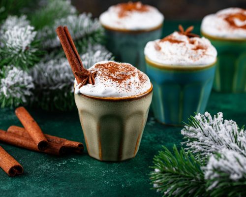 Christmas Tom and Jerry cocktail with whipped cream